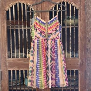 Madewell pleated silk ikat sundress in size 4